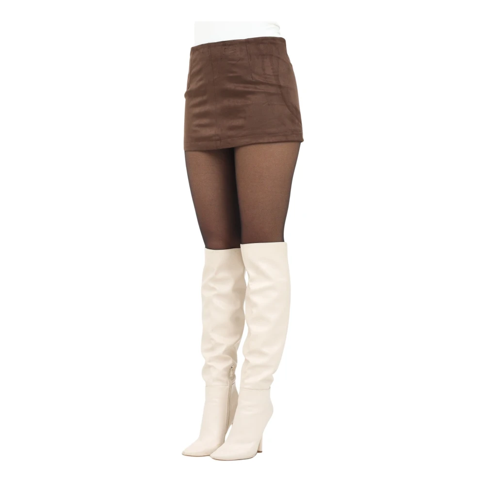 ViCOLO Bruine Fluwelen Korte Rok Brown Dames