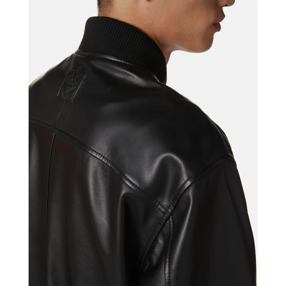 Iceberg Zwarte nappa jas met schaduwbehandeling en logo Black Heren
