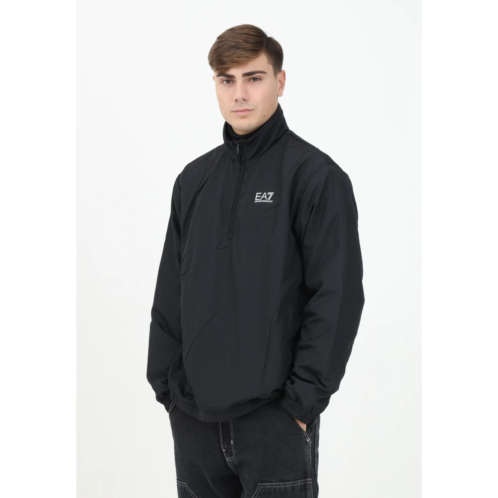 Emporio Armani EA7 Minimalistische Sportieve Zwarte Gewatteerde Jas Black Heren