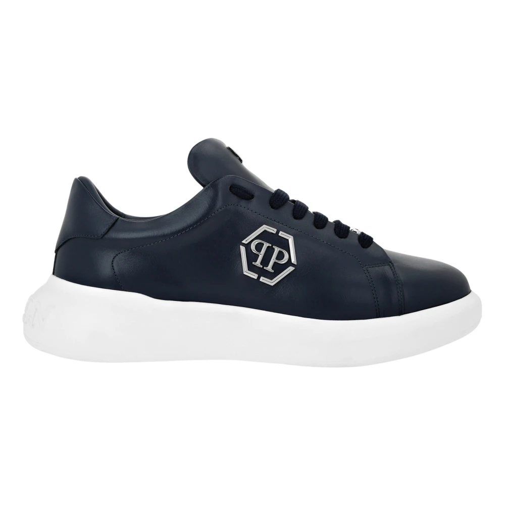 Philipp Plein Unisex Blue Sneakers, 9 Uk, Lo-Top Trainers Hexagon