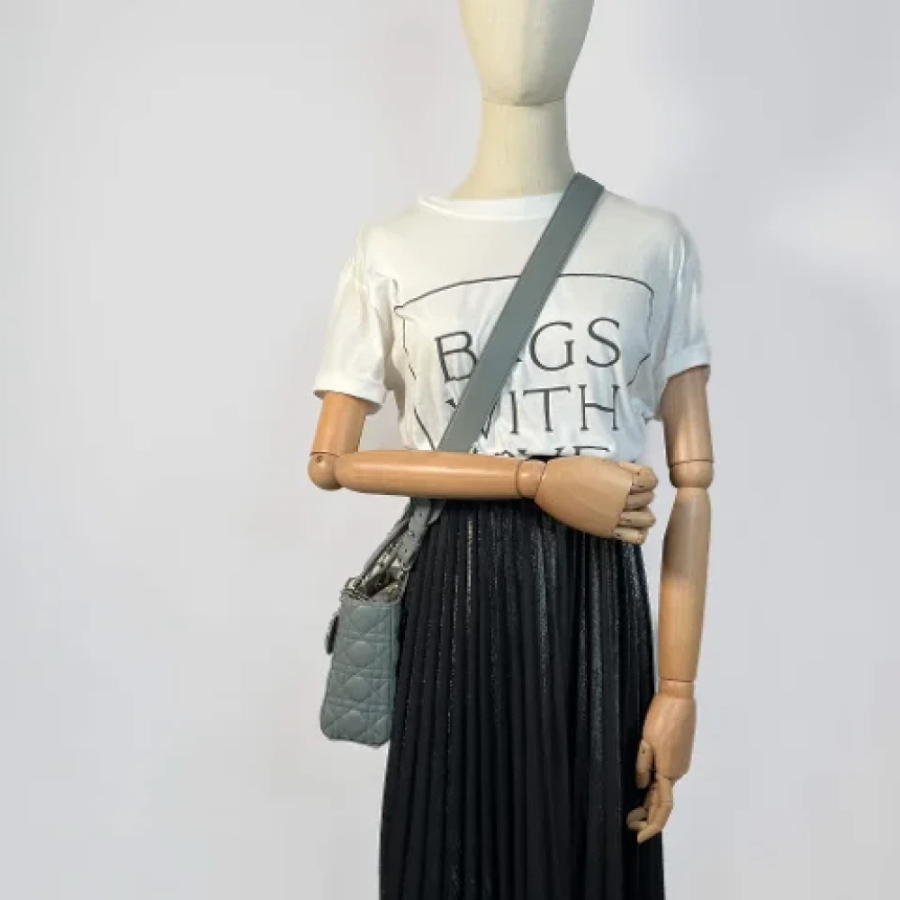 Dior Vintage Pre-owned Leather handbags Gray Dames