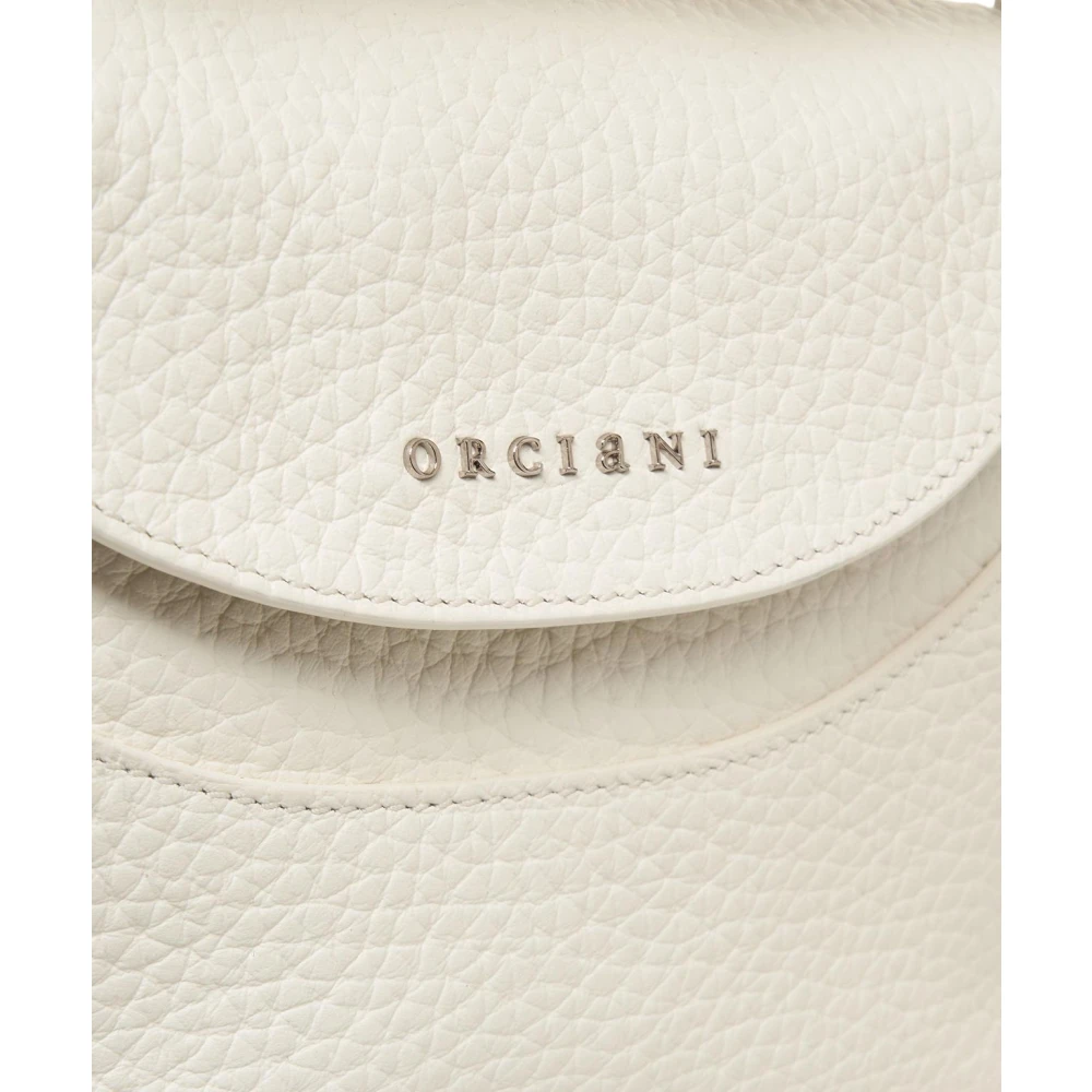 Orciani Witte leren handtas met verstelbare band White Dames