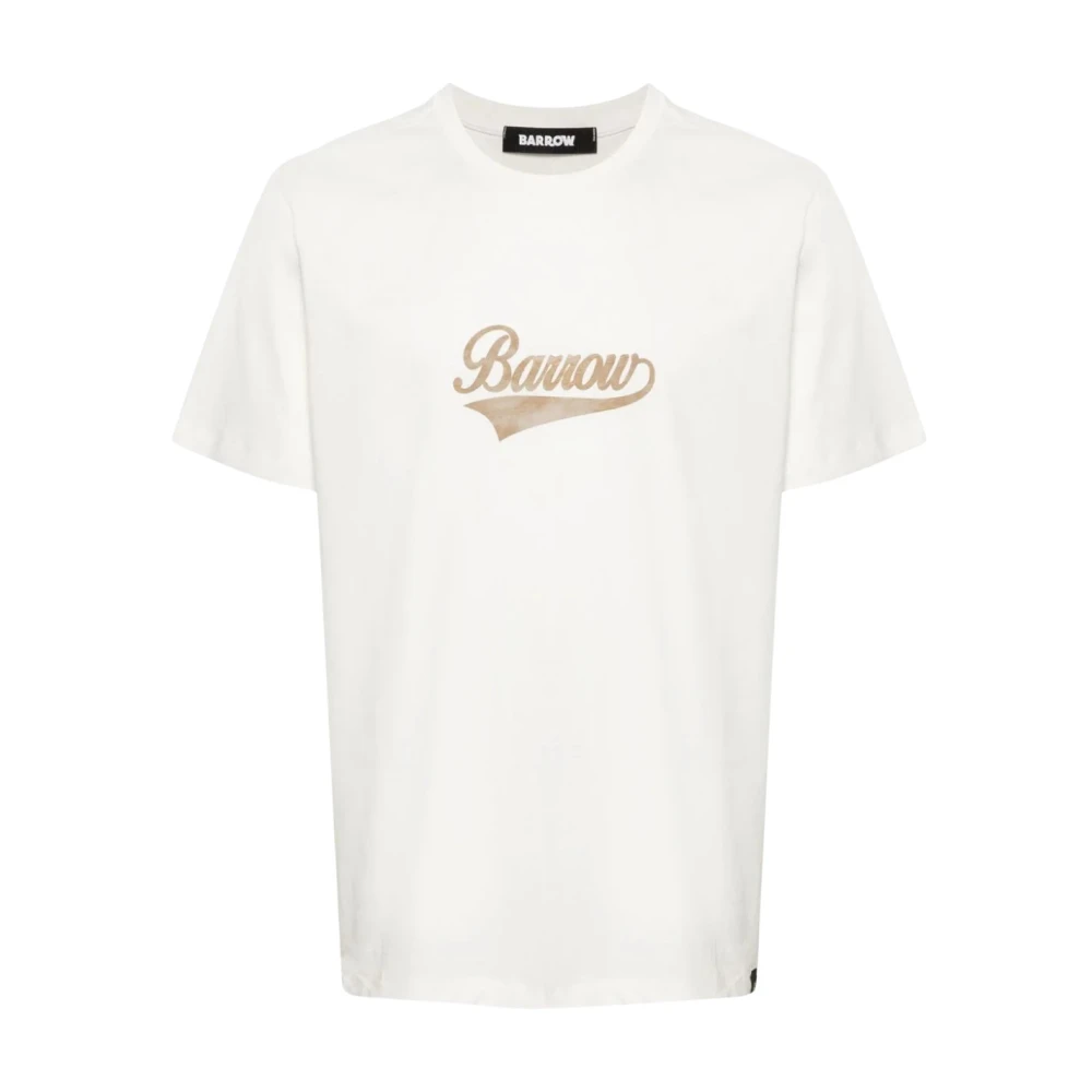 Barrow Crew Neck T-shirt met Print voor en achter White Heren