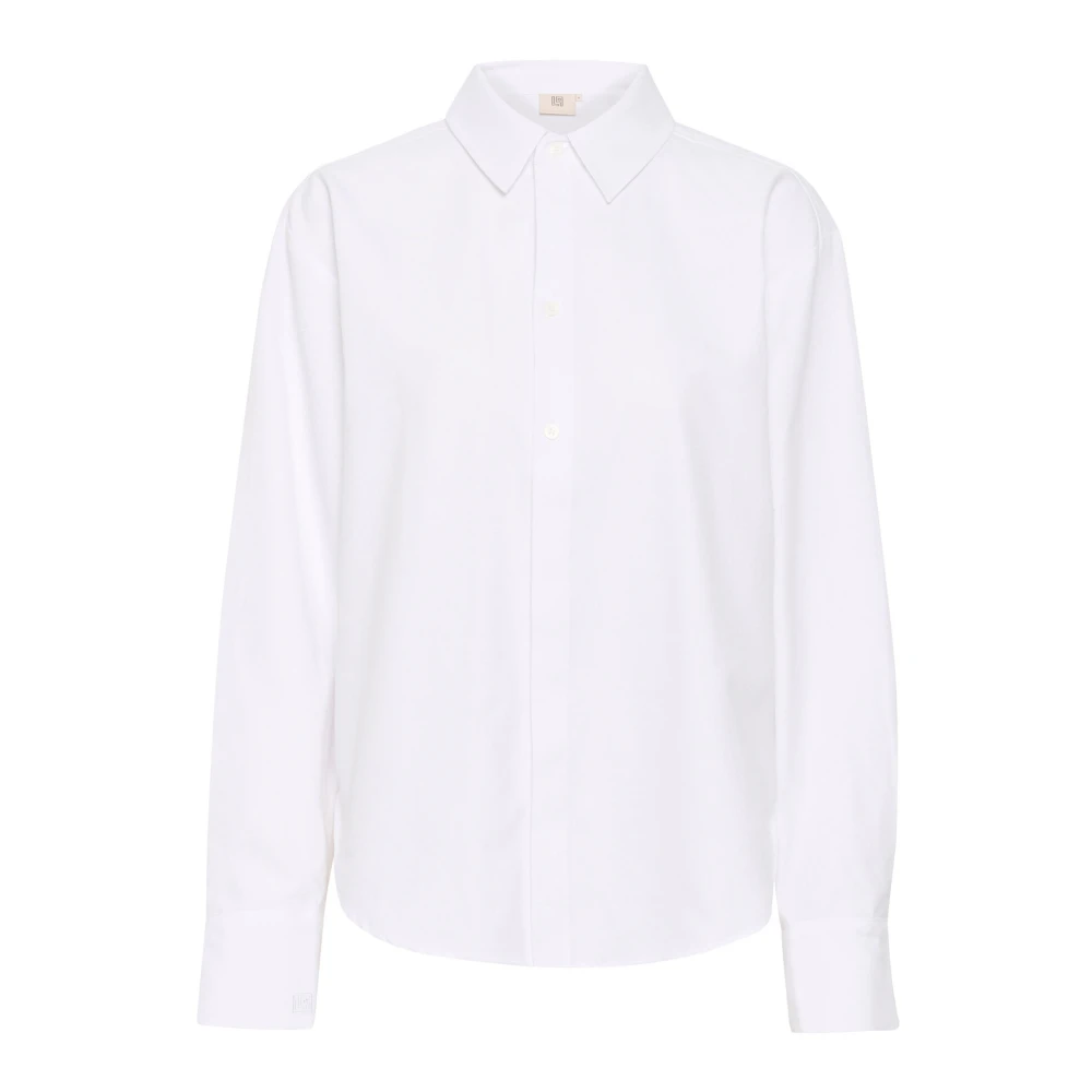 Lounge Nine Korte witte blouse met kraag en knoopsluiting White Dames