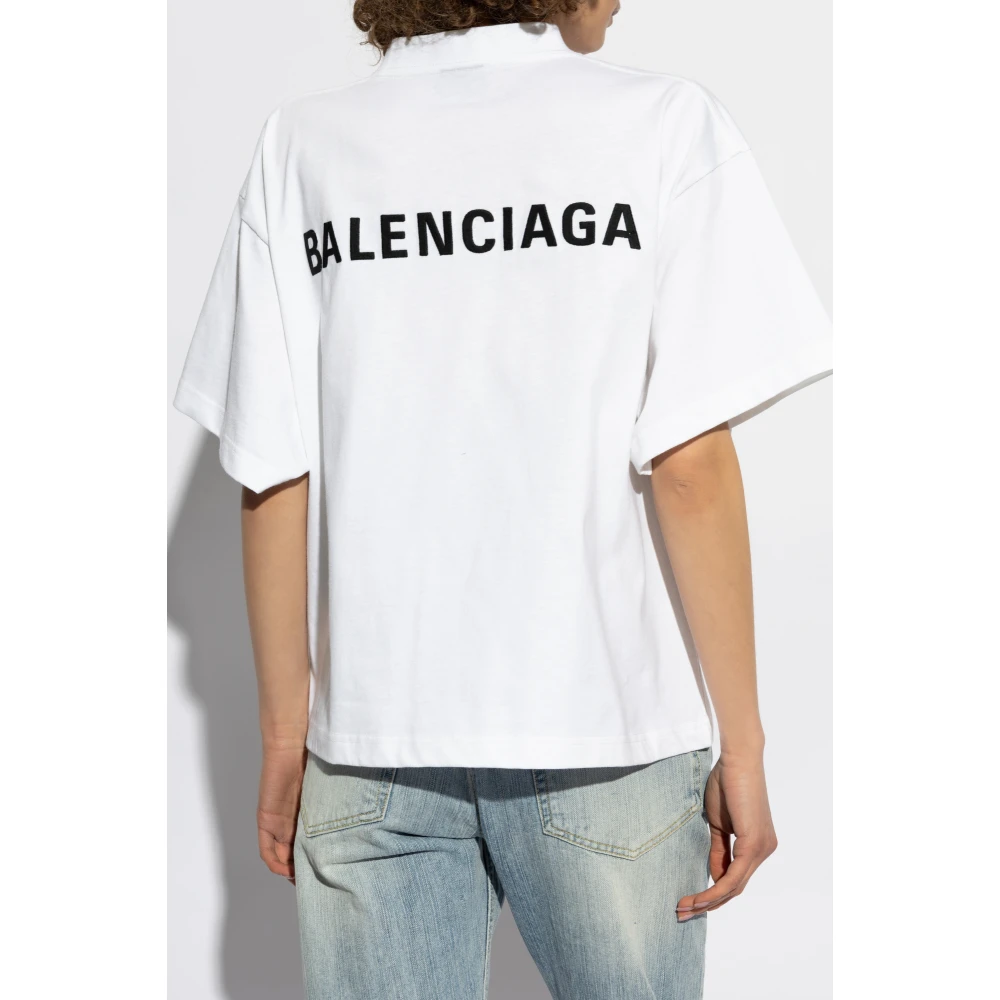 Balenciaga Logo T-Shirt White Dames
