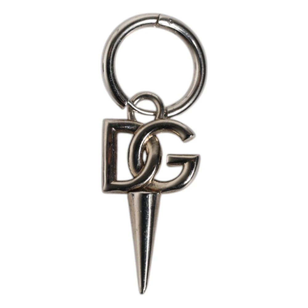 Dolce & Gabbana Unisex Gray Logo Metal Keychain Ring Holder