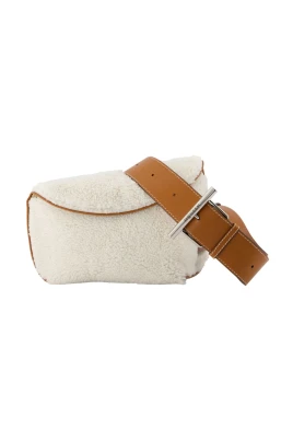 Vit Läder Crossbody-väska Slät Kalvskinn