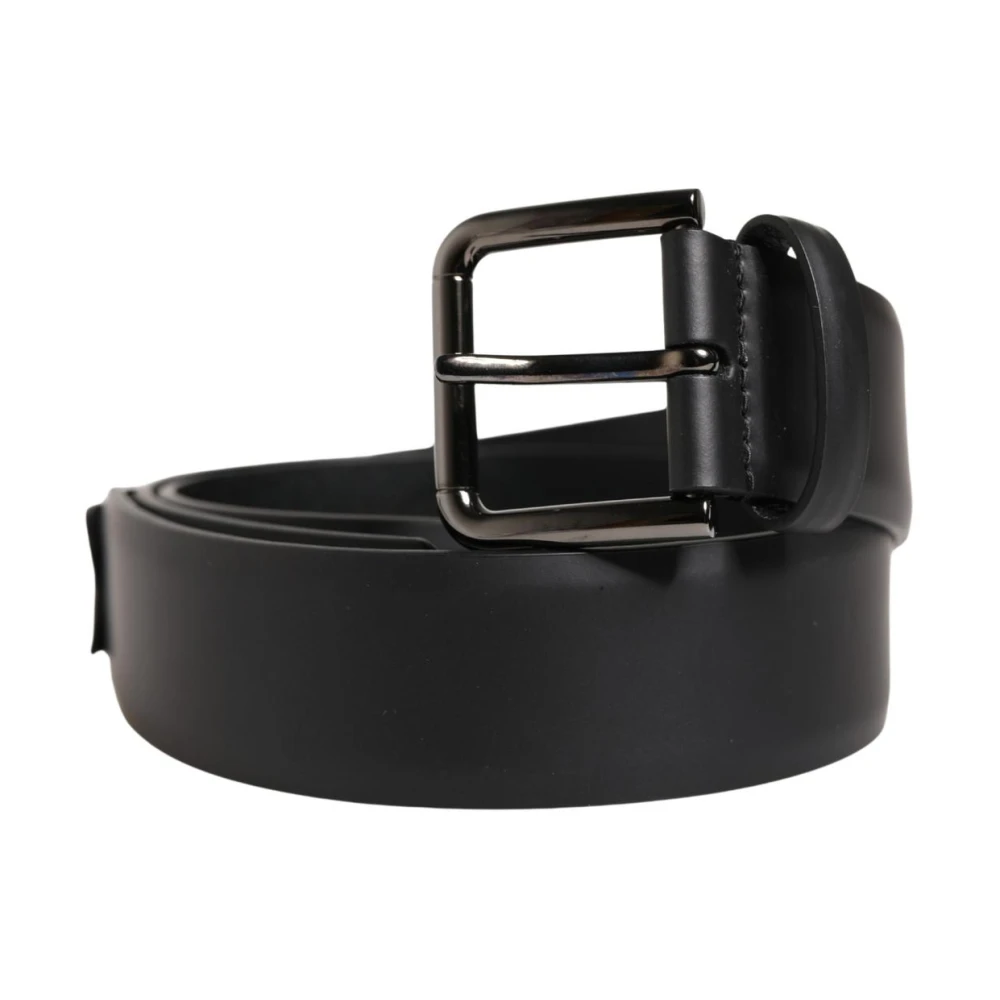 Dolce & Gabbana Mannelijk Zwart Accessoires Heren, 105 Cm, Leer, Klassieke Leren Riem Met Metalen Gesp