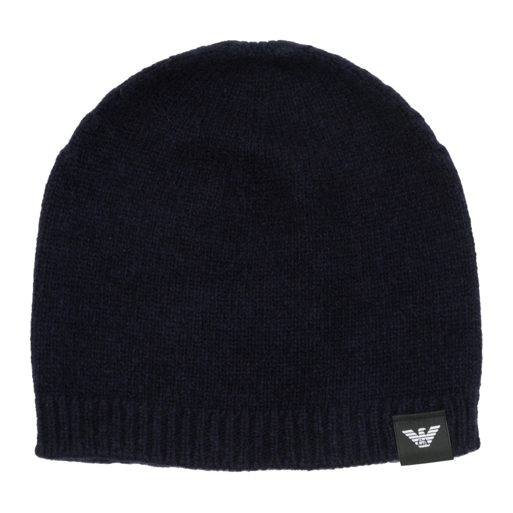 Emporio Armani Enfärgad Logo Beanie Blue, Herr