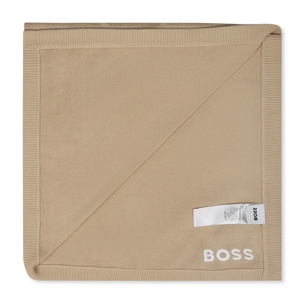 Hugo Boss Beige Gebreide Deken met Panda Jacquard Beige Unisex