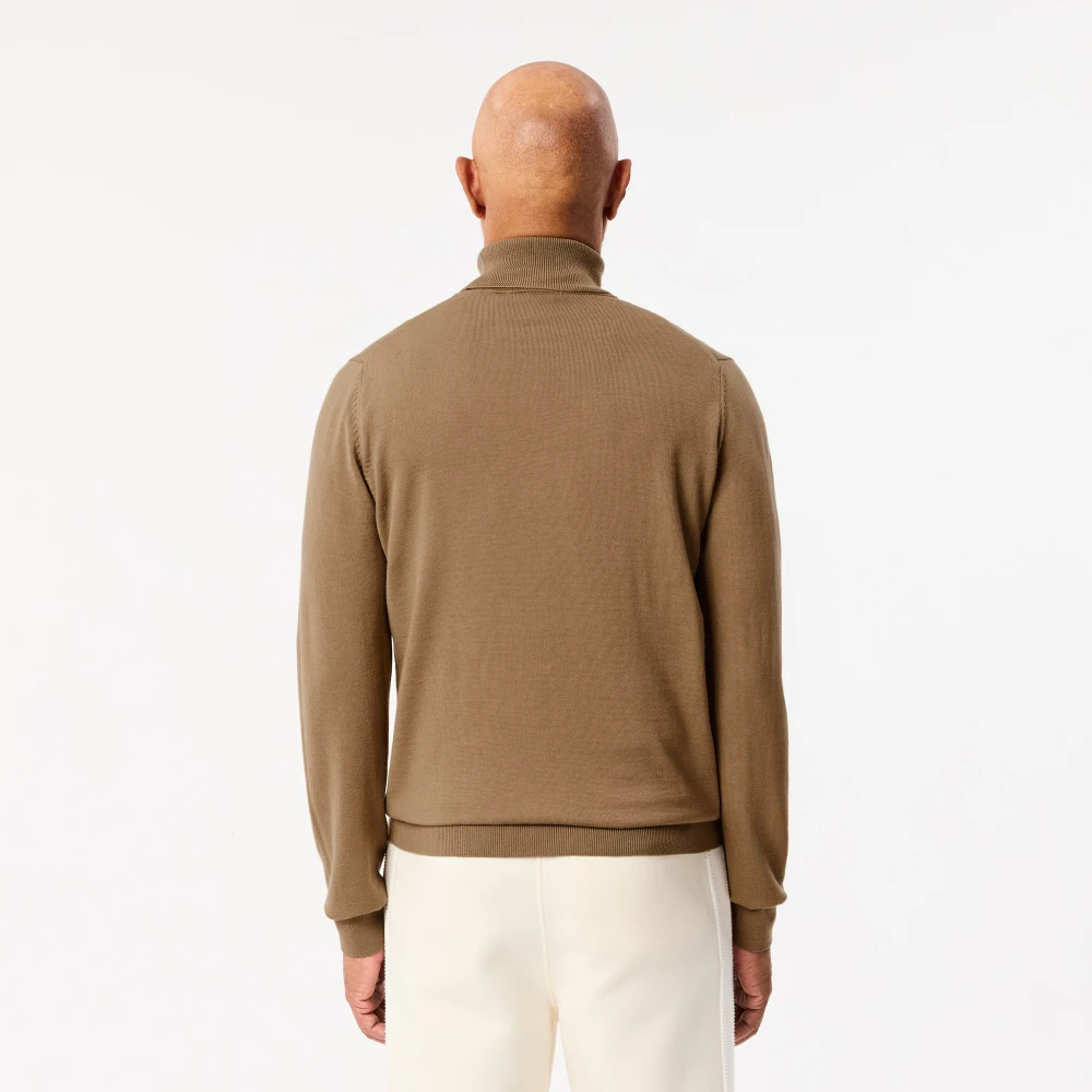 Lacoste Bruine Merinowollen Trui Chic Krokodil Brown Heren