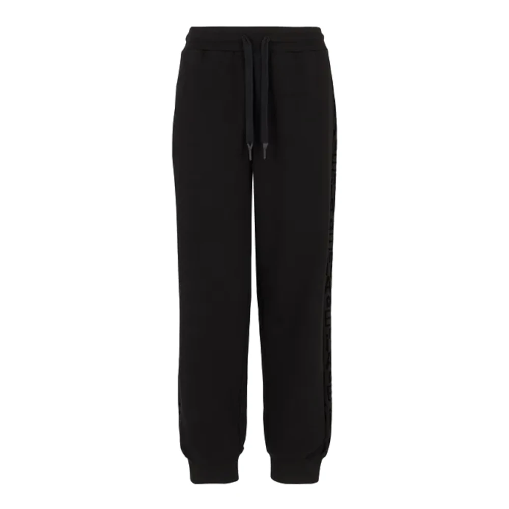 Emporio Armani EA7 Ekologisk Bomull Svart Jogger Byxor Black, Dam