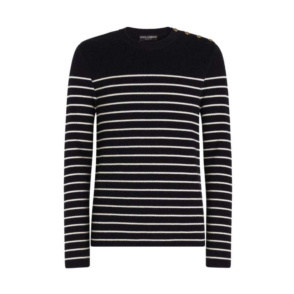 Dolce & Gabbana , Long Sleeve T-Shirts, Male, Blue, M, Jumpers