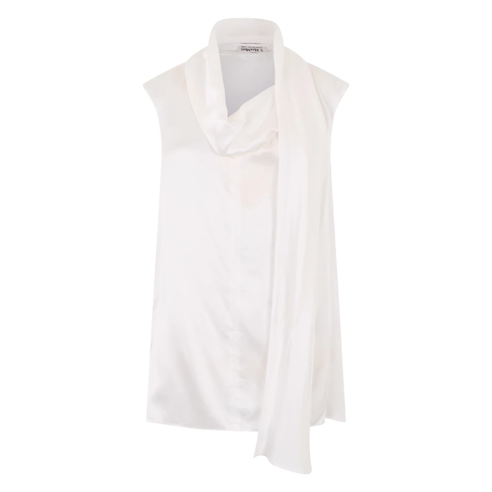 Max Mara Damen Weiß Seidenoberteil Aus Satin