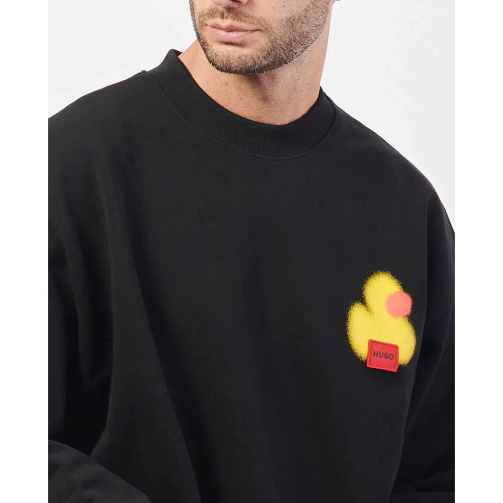 Hugo Boss Zwarte Crewneck Sweater Nieuwe Seizoensprint Black Heren