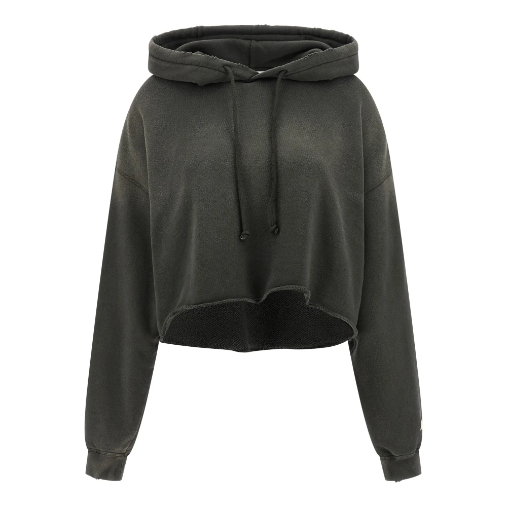 Golden Goose Women's Gray/Golden Star Cropped Hooded Sweatshirt