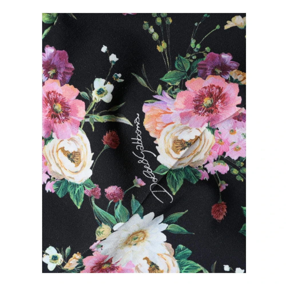 Dolce & Gabbana Zwarte Bloemen Wijde Broek Multicolor Dames