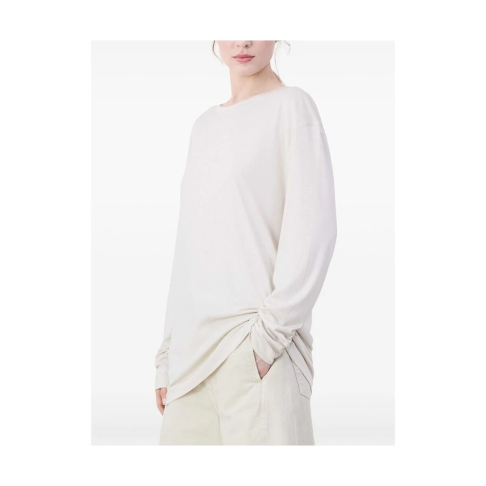 Lemaire Roomwit Katoenen Ronde Hals T-shirt White Heren