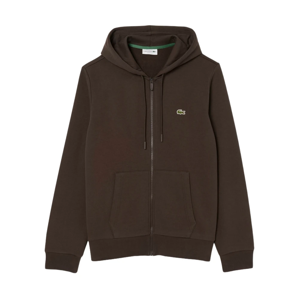 Lacoste Men's Brown Zip-Throughs, Xl, Zip-Up Fleece Hoodie