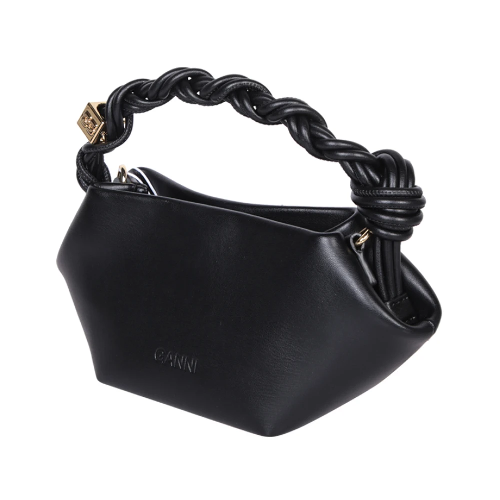 Ganni Gevlochten schouderband Mini Tas Black Dames