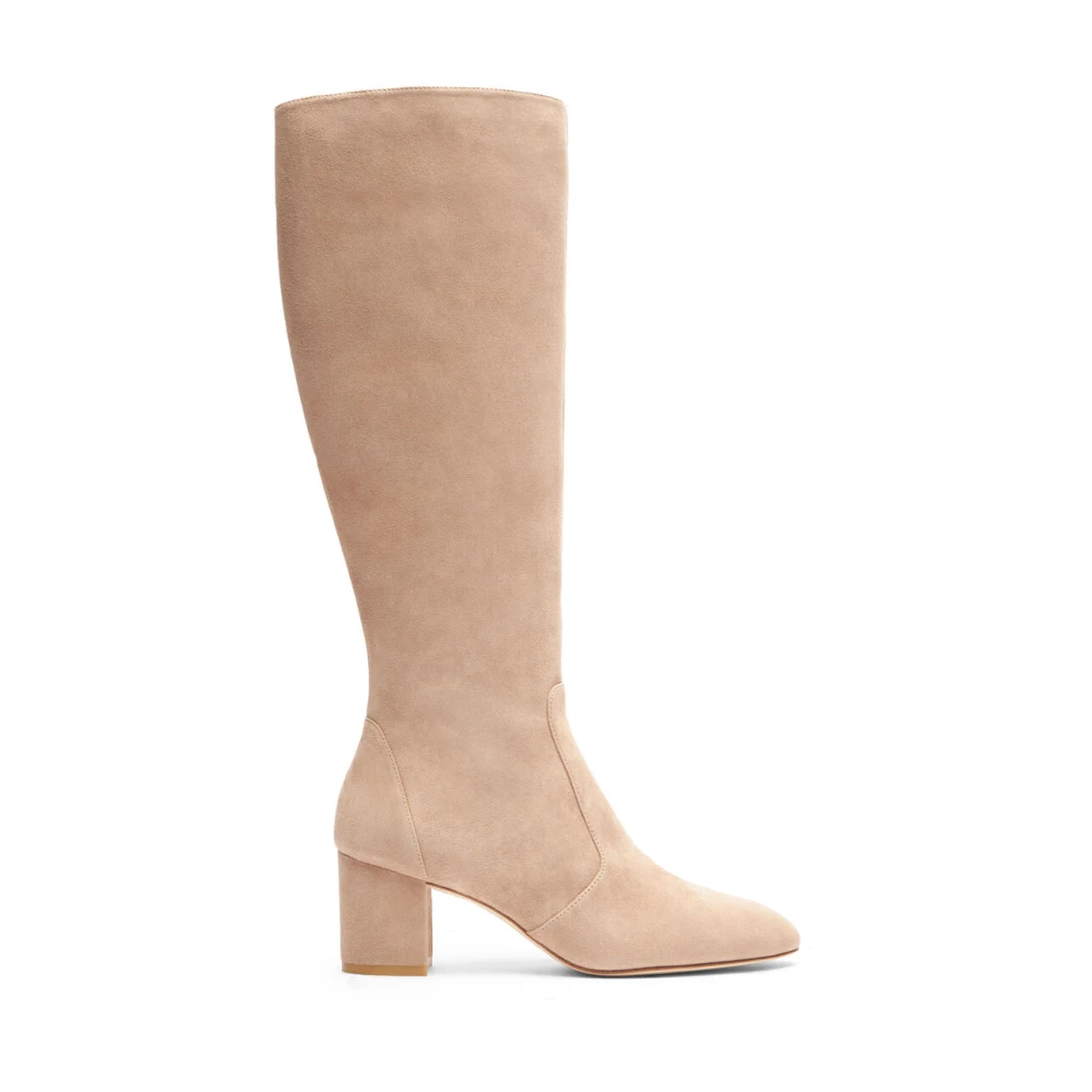 Stuart Weitzman Knee-High Zip Boot Beige, Dam