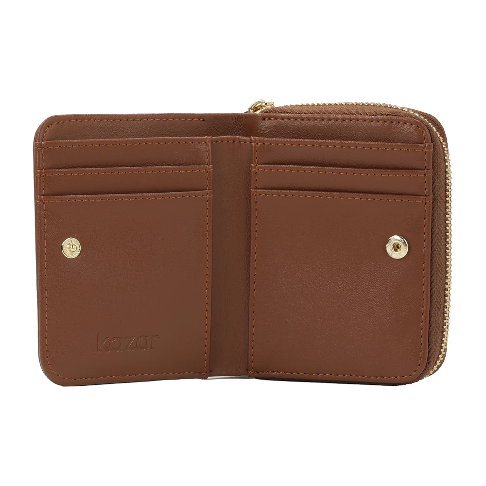 Kazar Kleine bruine portemonnee met drukknoopsluiting Brown Dames