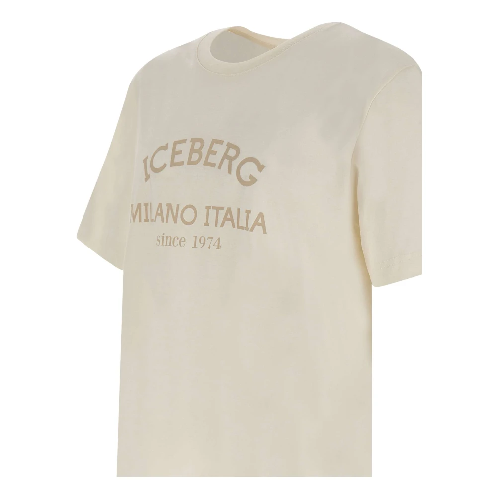 Iceberg Heren Wit Katoenen T-Shirt met Logo Print White Heren