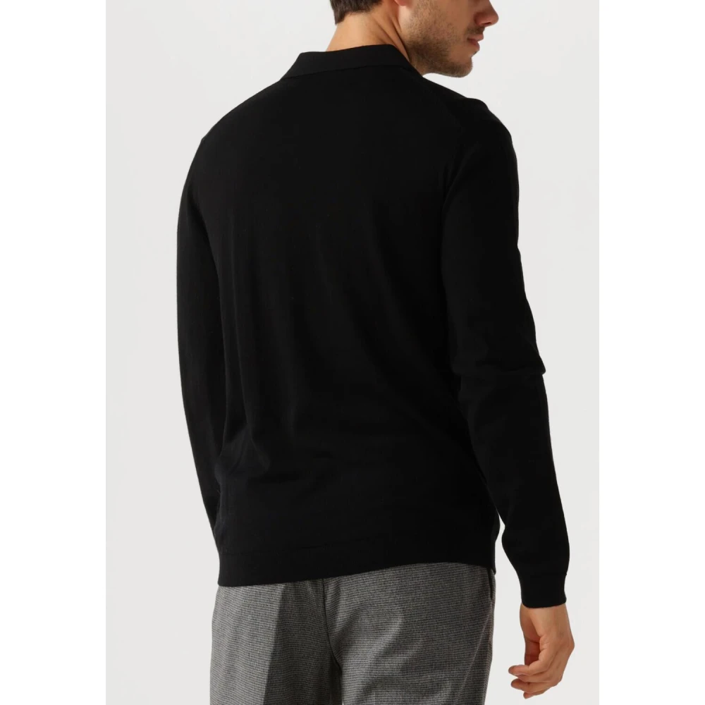 Selected Homme Merino Polo Gebreide Trui Zwart Black Heren