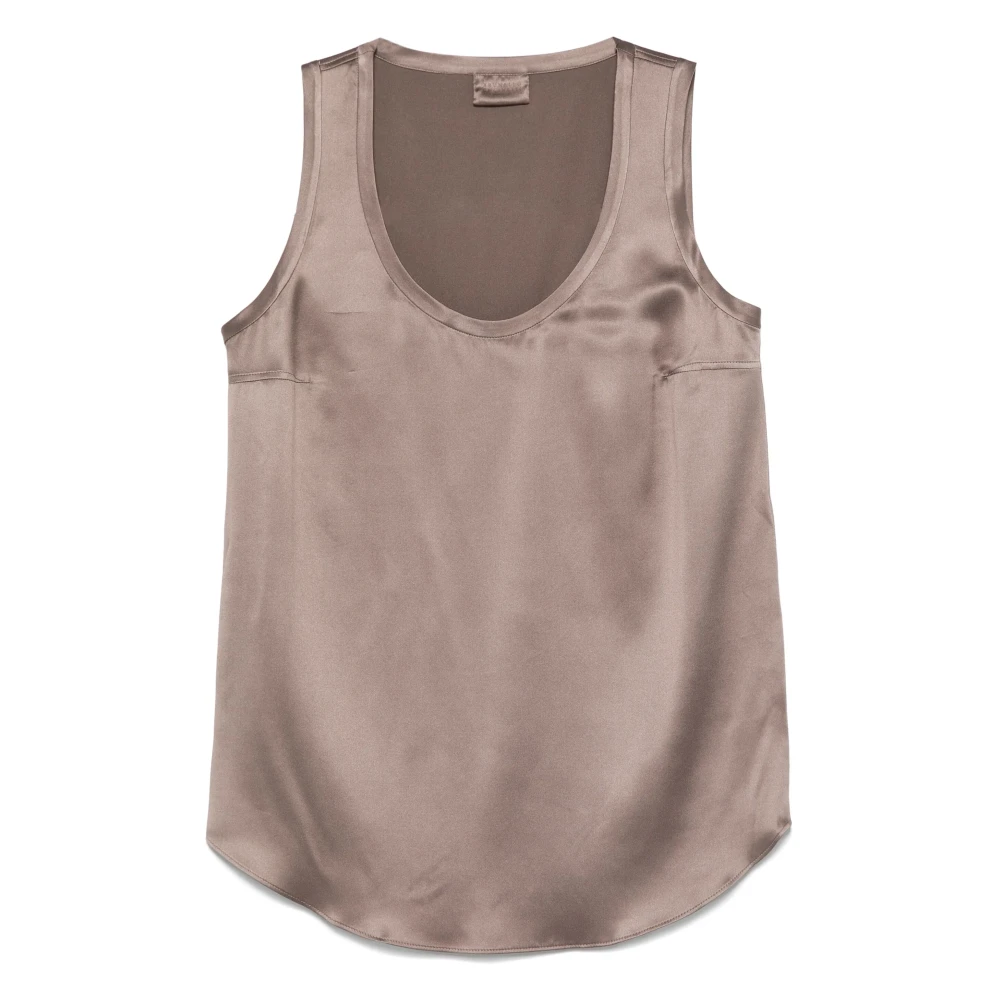 BRUNELLO CUCINELLI Zijden Satijnen Top Brown Dames