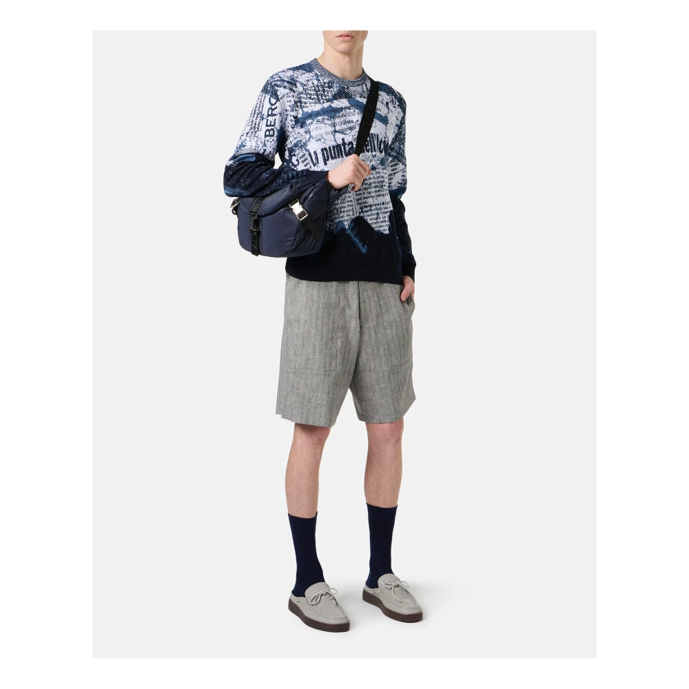 Iceberg Bermuda regular fit in wit en zwart visgraatstof Gray Heren