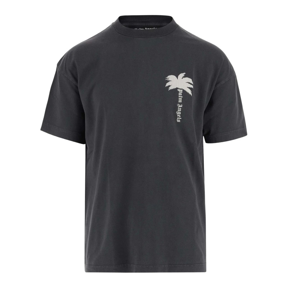 Palm Angels Katoenen T-shirt met Palm Detail Gray Heren