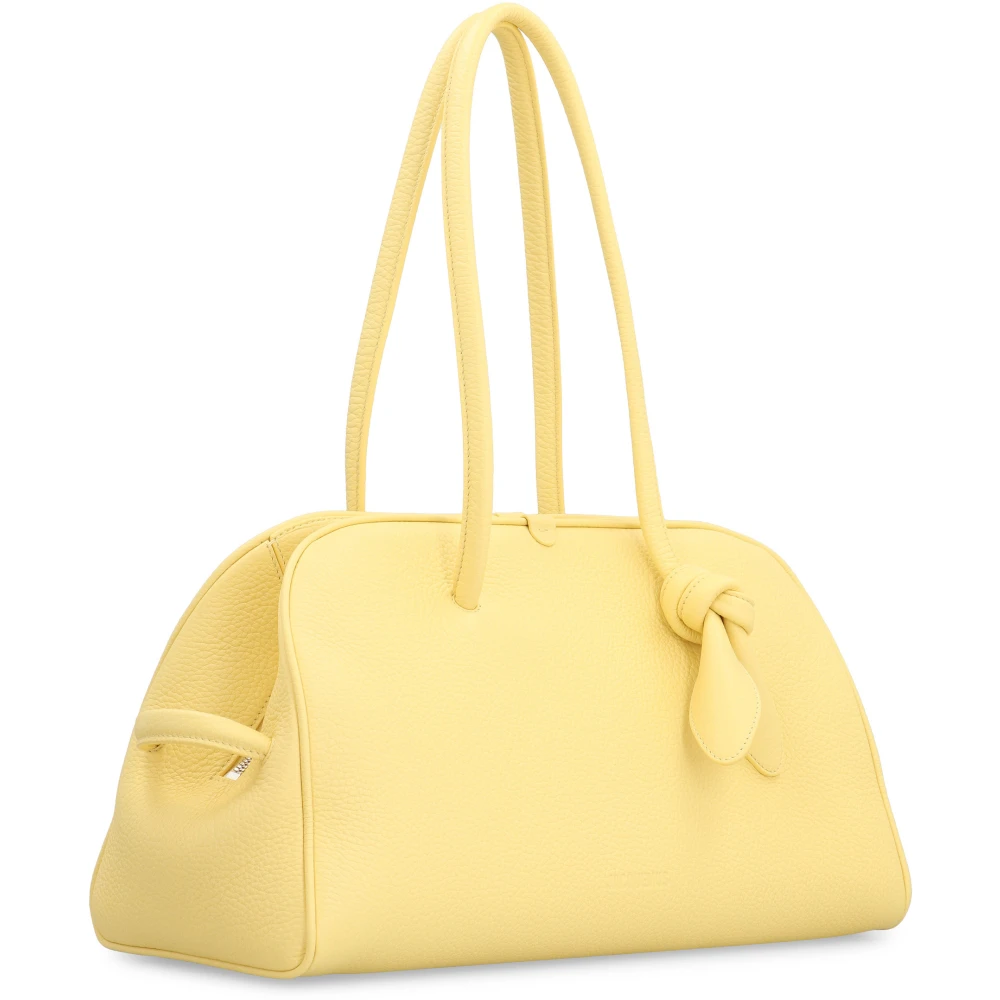 Jacquemus Leren schoudertas met magnetische sluiting Yellow Dames