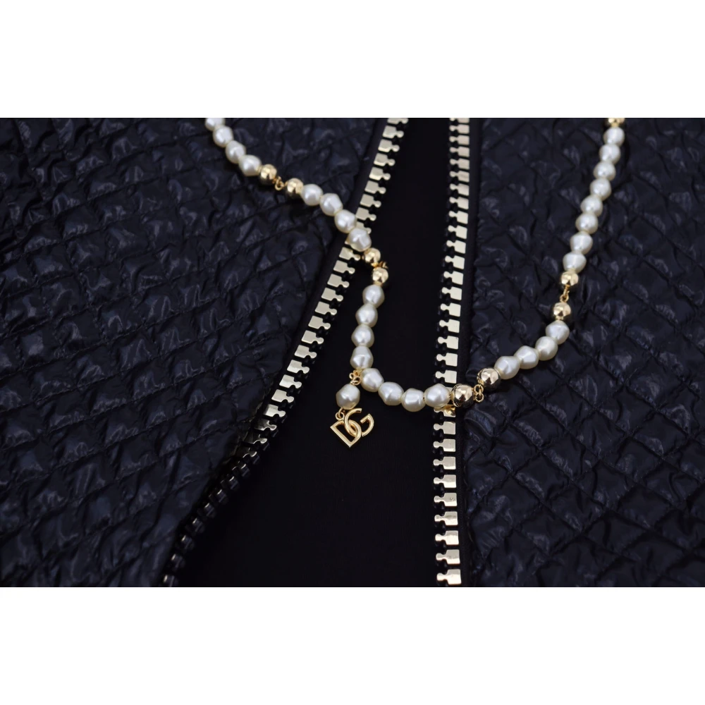 Dolce & Gabbana Zwarte Trui met Parelversiering en Ritssluiting Black Dames