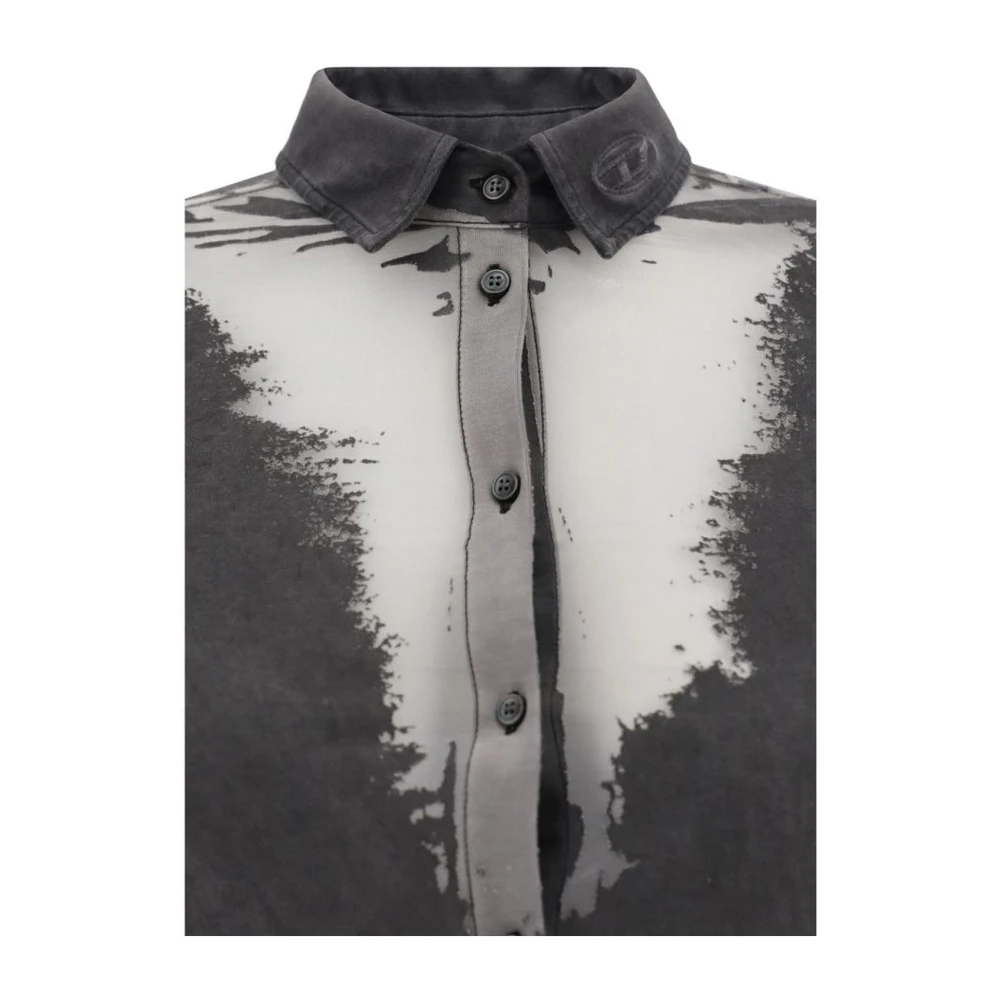 Diesel Geborduurd Logo Lange Mouw Overhemdjurk Gray Dames