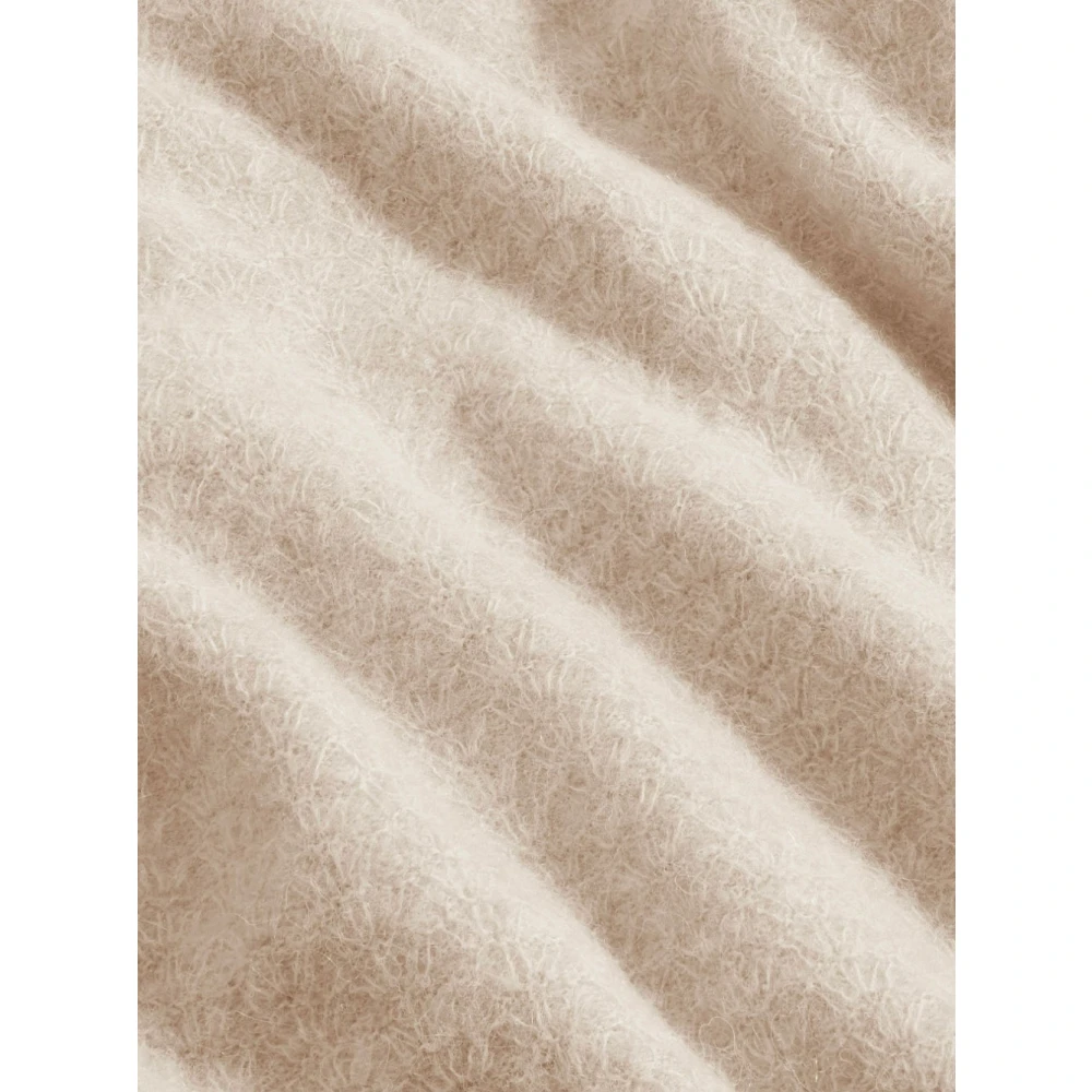 Nn07 Zachte Alpaca Blend Geribbelde Polo Beige Heren