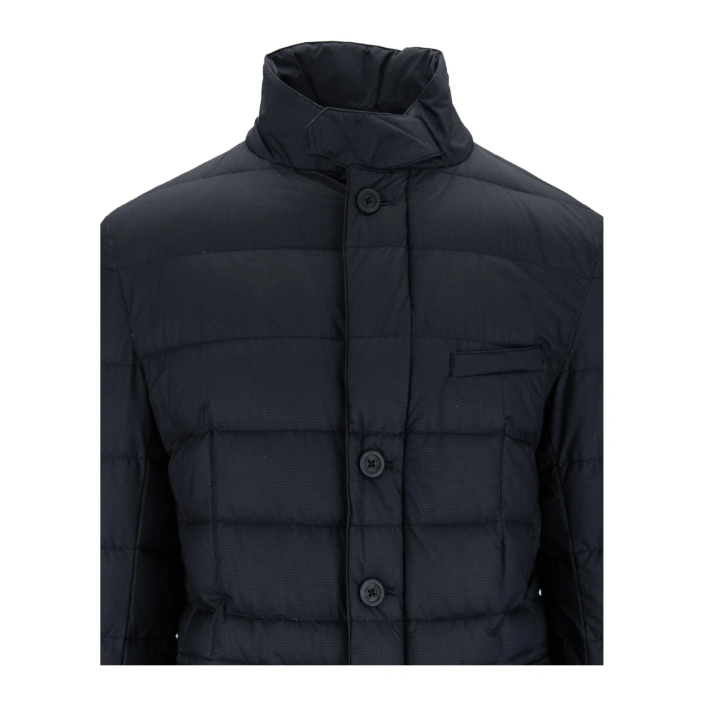 Herno Heren knoop rits gewatteerde jas Black Heren