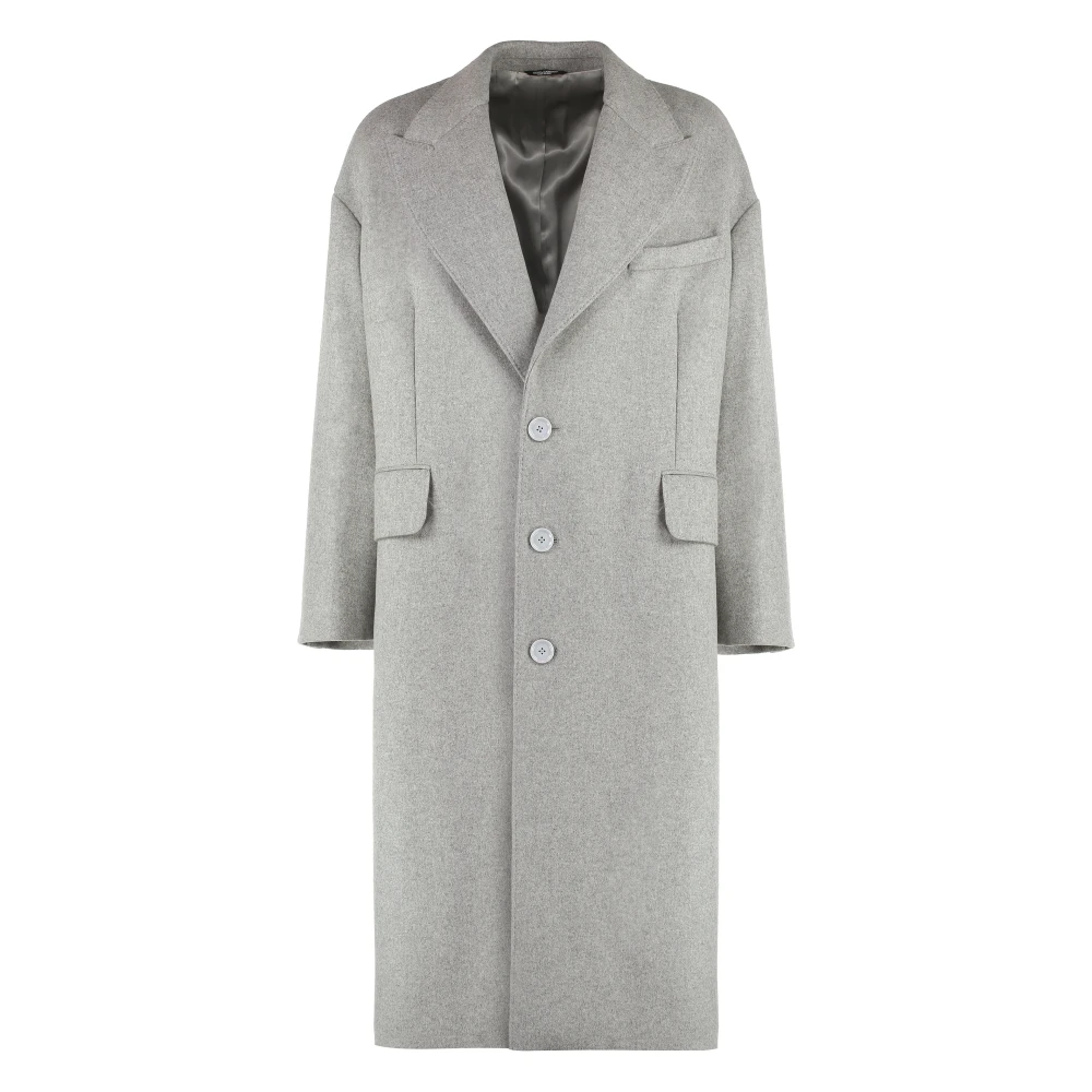 Dolce & Gabbana Wollen Blend Jas met Reverskraag Gray Heren