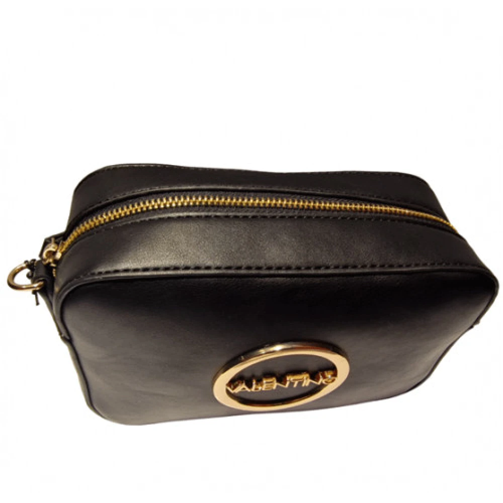 Valentino by Mario Valentino Zwarte Rechthoekige Handtas met Gouden Logo Black Dames