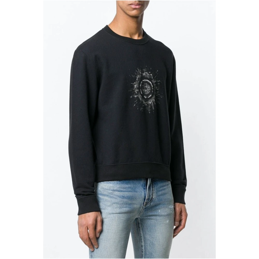 Saint Laurent Logo Katoenen Sweatshirt Black Heren