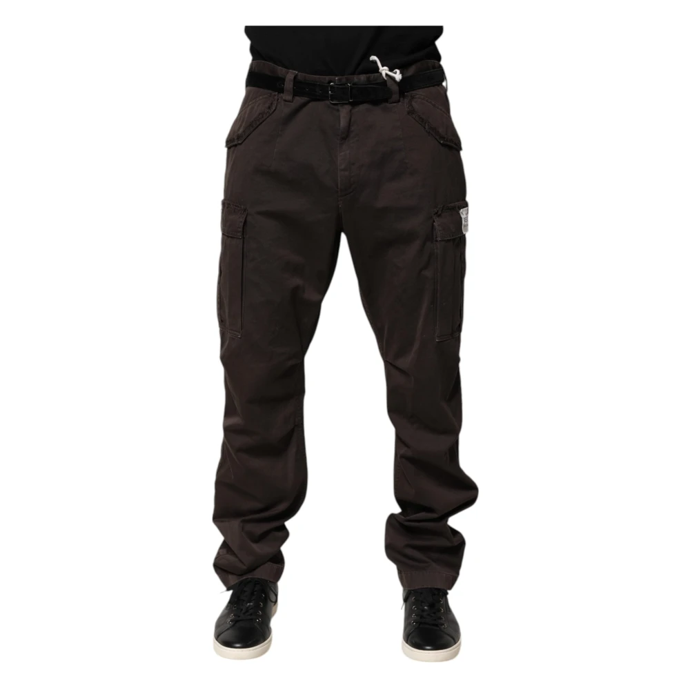 Dolce & Gabbana Men's Brown Cargo Tapered Trousers - Slim-Fit Trousers - Xl - Trousers