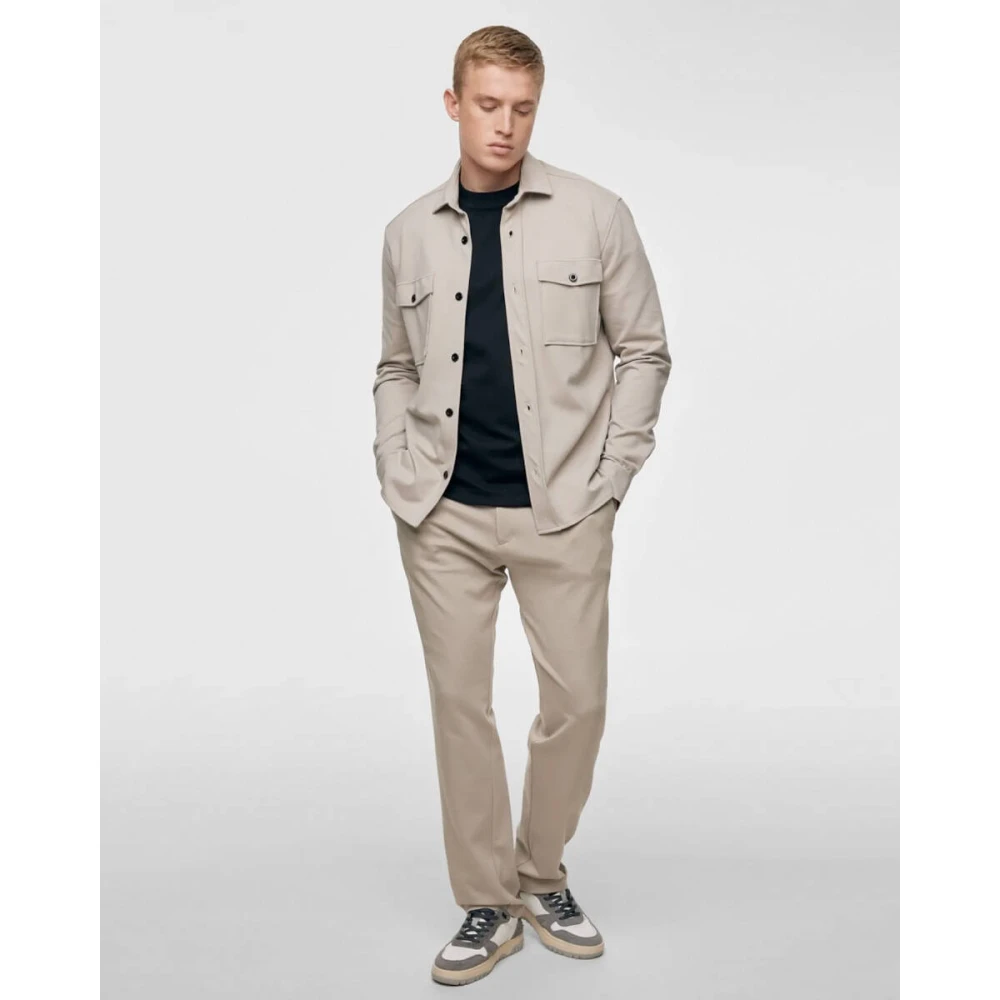 Genti Stijlvolle Overshirt Beige Heren