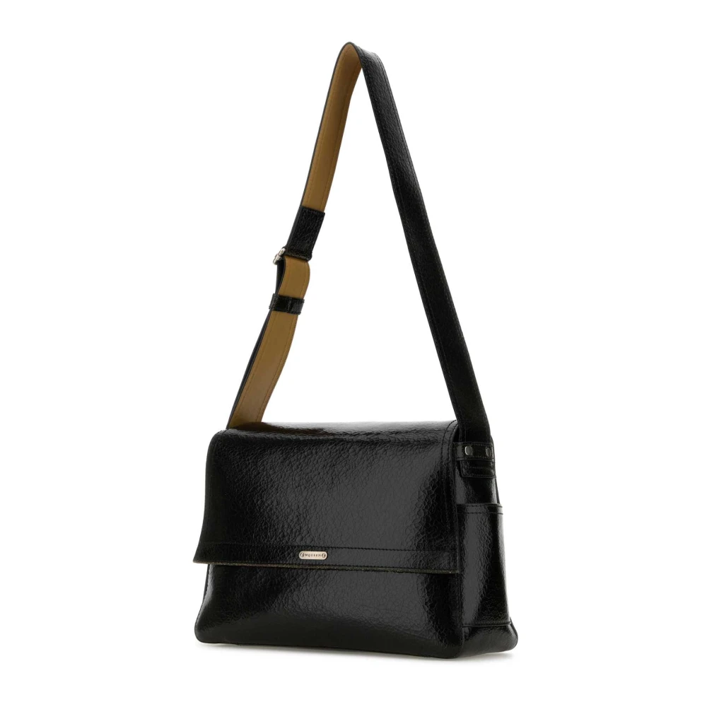 alexander mcqueen Stijlvolle Zwarte Leren Crossbodytas Black Heren