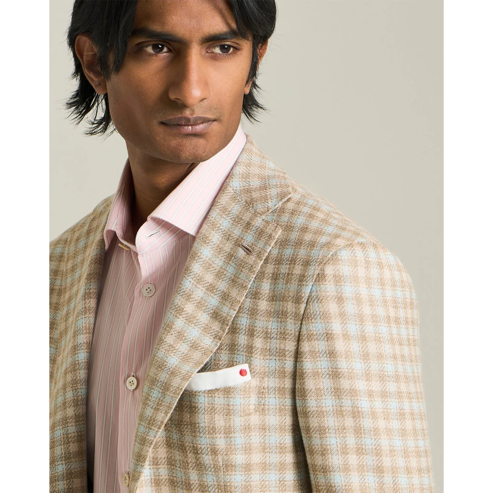 Kiton Luxe Micro Check Blazer Multicolor Heren