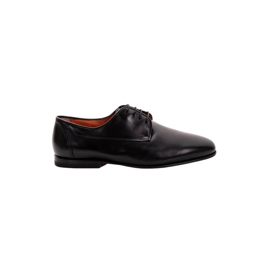 Santoni Svarta Läder Herr Oxford Skor Black, Herr