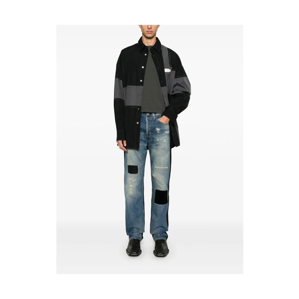 Junya Watanabe Patchwork Denim Straight Leg Jeans Blue Heren