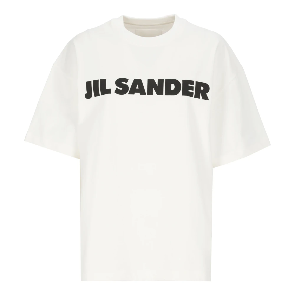 Jil Sander Witte Katoenen T-shirt Ronde Hals Korte Mouwen White Dames
