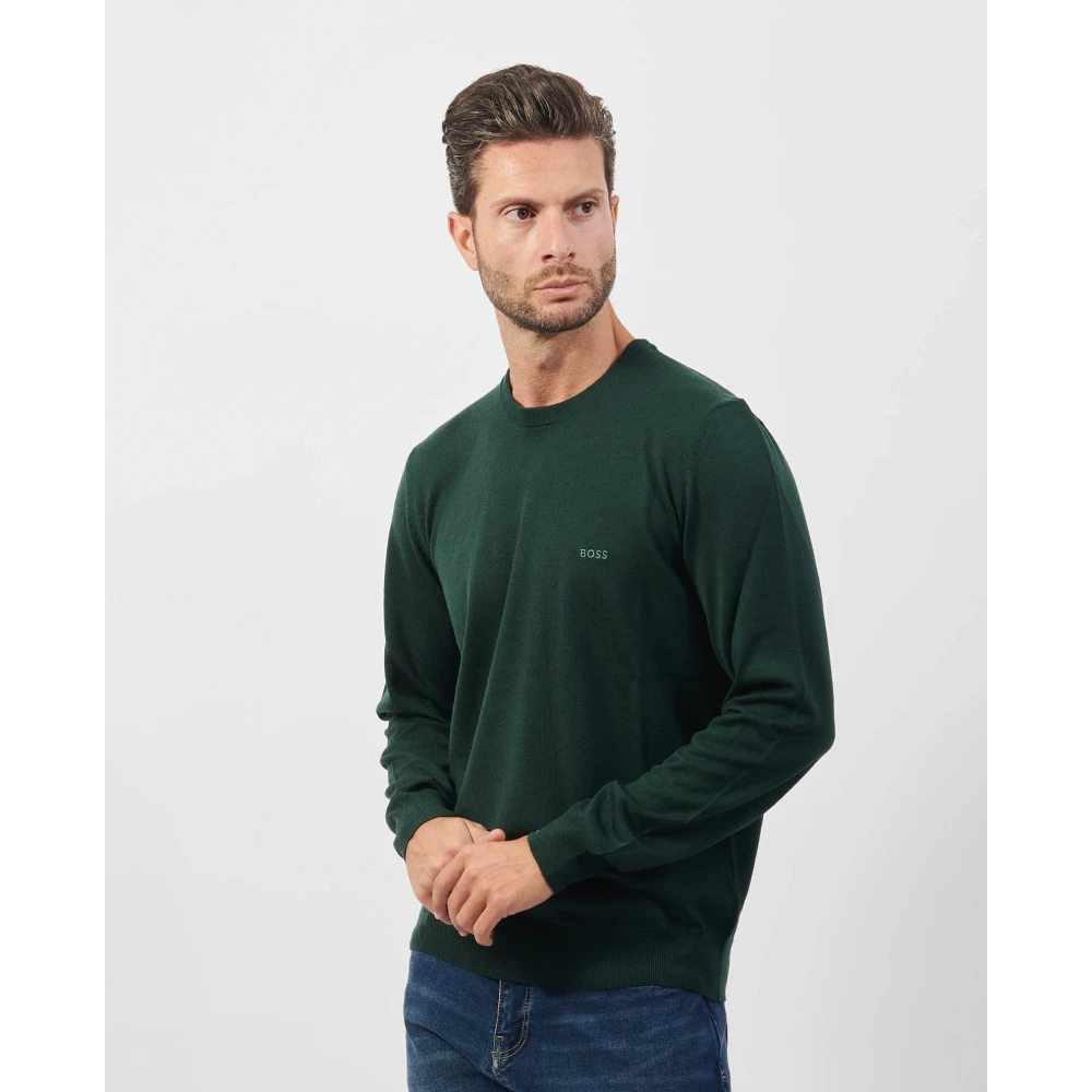 Boss Groene Crewneck Sweater met Geborduurd Logo Green Heren