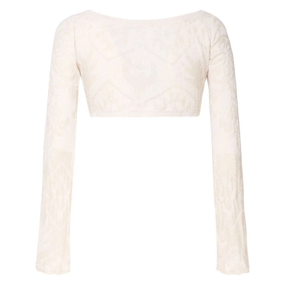Akep Witte V-Hals Lange Mouw Top White Dames