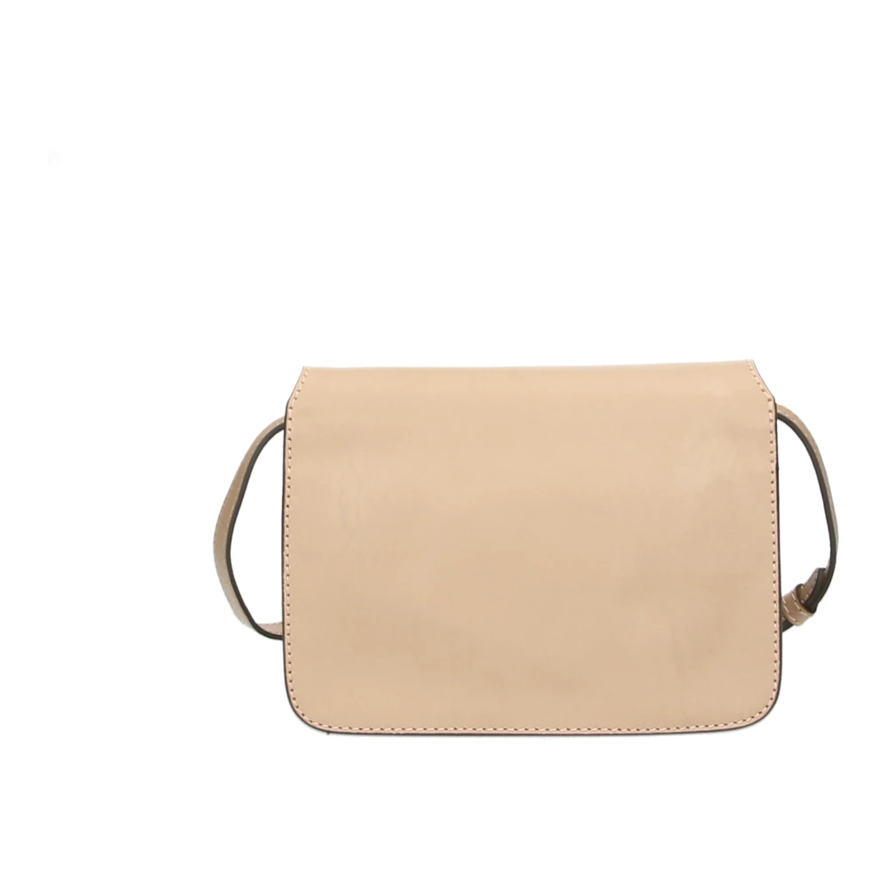 The Bridge Beige Leren Schoudertas met Magnetische Clip Beige Dames