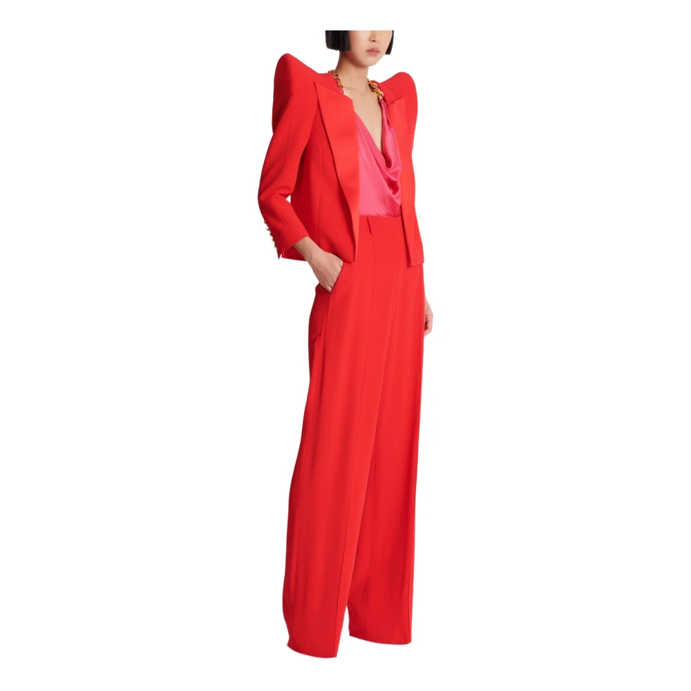 Balmain Geknipt krepe-jasje met gestructureerde schouders Red Dames